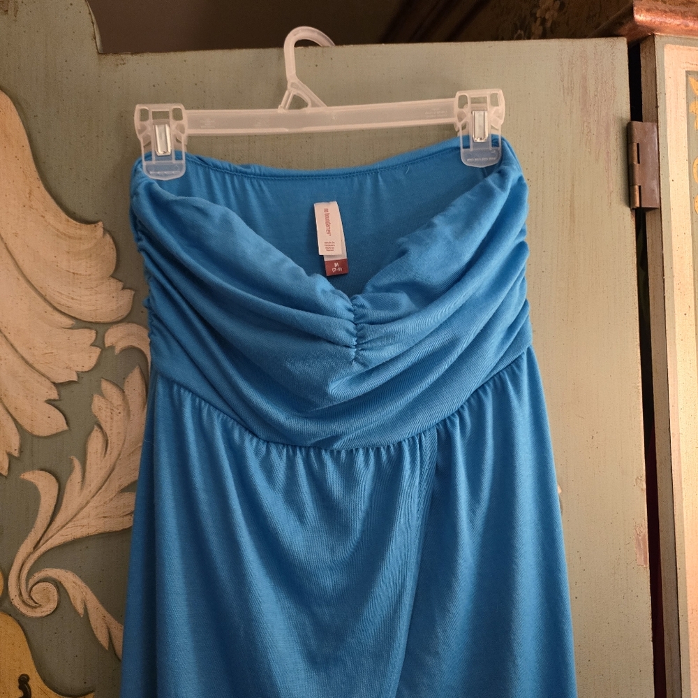 Turquoise blue NWOT strapless summer sundress or bathing suit cover-up